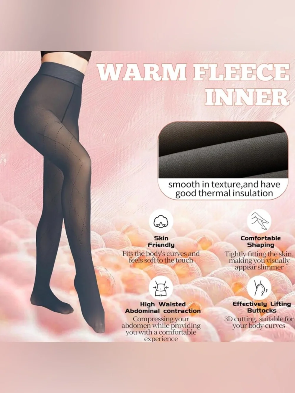 I7 NIB UniikStuff Women’s Fleece Lined Tights, Gray Fishnet - Size: Medium